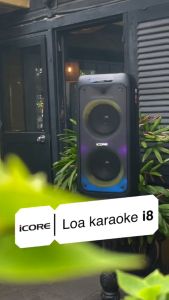 Loa kéo Karaoke iCore i8 - Loa karaoke bass đôi - Loa kéo có đèn chớp theo nhạc -  Tặng 2 micro UHF cao cấp - Bảo hành 12 tháng - Hàng chính hãng