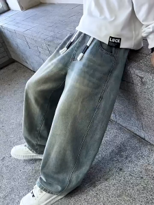 กางเกงยีนส์เด็กผู้ชาย กางเกง เด็ก กางเกงเด็ก ผ้าคุณภาพดี เอวยางยืด ระบายอากาศได้สะดวกสบาย เหมาะสำหรับอายุ 7-15 ขวบ