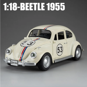 1:18 Model Beetle 1955 Vintage Alloy Car Diecast Simulation Toy Vehicle Sound And Light Miniature Car Collection Gifts Toys Boy