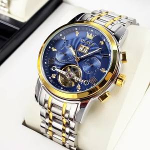 OLEVS | Đồng Hồ Cơ Nam Cao Cấp OLEVS 9910 Chống Nước Thép Không Gỉ Mặt Lộ Máy Lịch Tự Động Kim Dạ Quang