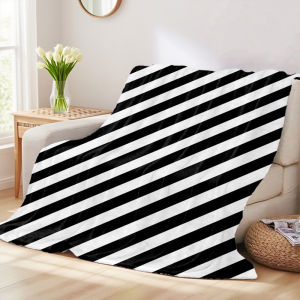 Beast Kingdom | B&W Diagonal Flannel Blankets Are Perfect For Sofas Office Beds Travel Sleep And Use Throughout The Four Seasons