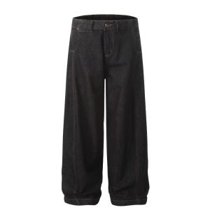Mens Womens Spring Autumn American Retro Original Color Curved Jeans Trendy Wide Leg Banana Pants Casual Long Pants Streetwear