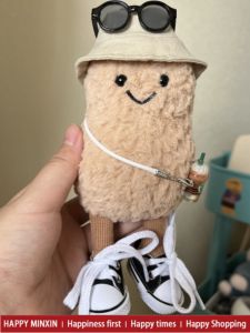 Jellycat Fun Peanut Clothes 15cm Doll Pendant Keychain Kids Clothes Accessories Fisherman Hat Glasses Doll Toy Cotton Plush