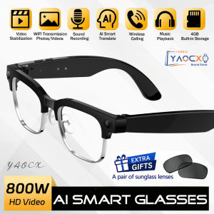 8MP HD Camera 4K UHD Metal Half Frame Glasses 4GB Memory Wi-Fi Image Transfer AI Real-Time Translation Waterproof Smart Glasses