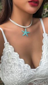 Ingemark | Boho Multilayer White Rope Chain With Large Starfish Star Pendant Necklace for Women Summer Kpop Choker Y2K Jewelry Accessories