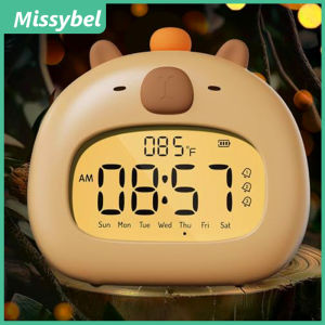นาฬิกาปลุกเด็กนาฬิกาปลุกคาปิบาร่าน่ารักเหมาะสำหรับนาฬิกาปลุกเด็กไฟ LED กลางคืนลดแสงนาฬิกาปลุกของ Capybara อุปกรณ์ฝึกการนอนหลับของเด็ก Kado Ulang Tahun สำหรับเด็กผู้ชายและเด็กผู้หญิง