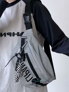 South Korea Ins Large Capacity Parka Chest Bag Mens Japanese Style Harajuku K-style Easiest for Match Trendy Brand Crossbody Bag Female Student Waist Bag