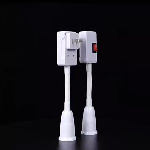 E27 Light Bulb Holder Screw Socket In-line Bendable Extension Lamp Socket Flexible Rod Adjustable Adapter with Switch