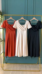 D11554 Meiso Big Pleats Long Flare Dress