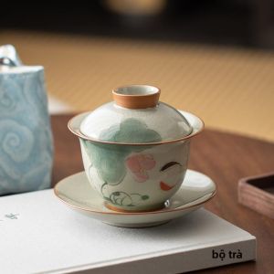 MOLORE | Hand-painted Ice Glaze Lotus Flower Tea Bowl