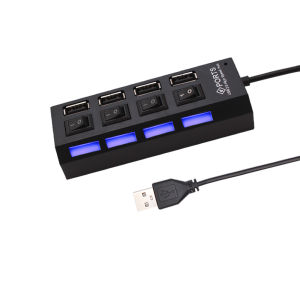 High Speed 4 Ports USB HUB 2.0 Adapter Expander Multi USB Splitter Multiple Extender with LED Lamp On/Off Switch for PC Laptops