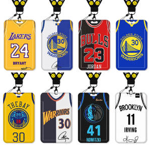 Nba Basketball Card Holder Campus Bus Student ID Work Badge Lanyard School Keychain ABS Material Card Case Document Organizer