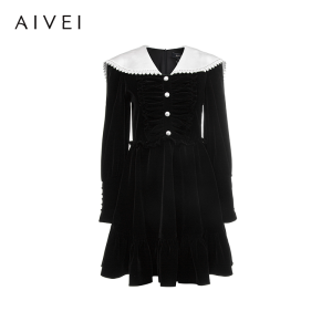 AIVEI | Winter Short Petite Sweet & Romantic Velvet Dress
