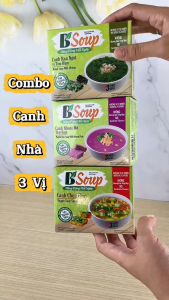 Combo 3 hộp Viên Canh Ăn Liền Canh Chua Chay Khoai Mỡ Rau Ngót Canh Lười Sấy thăng hoa BSoup