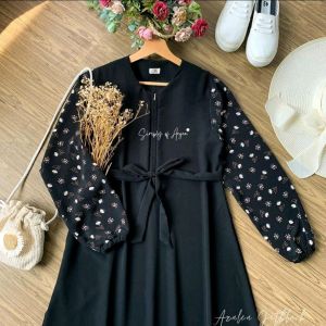 Azalea dress gamis mix motif terkini