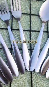 1lusin sendok & garpu makan polos stainless tebal (6pcs) / sendok garpu cafe hotel (6pcs)