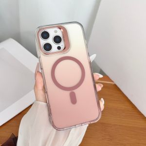 szhaiyu | Luxury Gradient Magnetic Phone Case For iPhone 18 Pro Max 17 16 15 Pro Plus 14 13 With Camera Folding Stand Shockproof Cover
