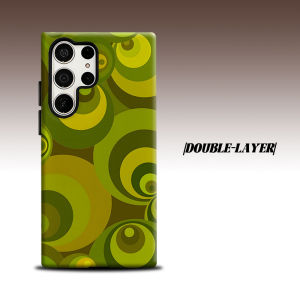 BILIBILI | Olive Retro Circle For Samsung Galaxy S26 S25 S24 A56 A36 Dual Layer Luxury Fashion Full Lens Protective Case
