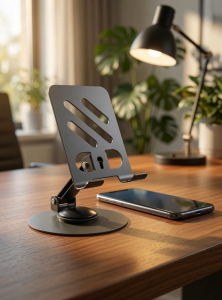 SPED ADJUSTABLE PHONE STAND FEATURING A 360-DEGREE ROTATABLE DESIGN AND INDUSTRIAL-GRADE ALUMINUM ALLOY CONSTRUCTION.