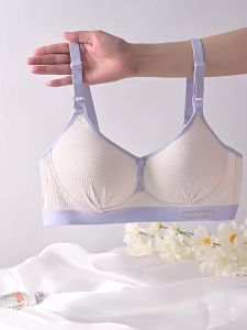 Áo lót bầu có cúc mở cho con bú chống chảy xê chất cotton ôm khít ngực không gọng