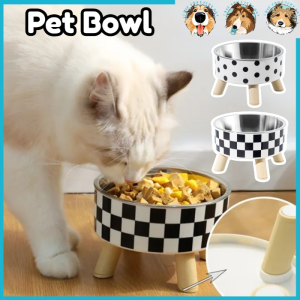 Stainless Steel Cat Bowl Non-slip Shape High Foot Dogs Puppy Feeder Feeding Food Water Elevated