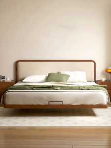 WEISHA | Vintage Upholstered Solid Wood Double Bed for Small Bedroom 1.8m