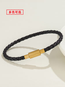 หัวเข็มขัดนําโชคสีทอง หนัง สร้อยข้อมือสําหรับผู้ชายและผู้หญิง สีดำ หนังวัวสีแดง หลากหลาย เชือกมือทดแทน เหล็กไทเทเนียม ตะขอเกี่ยว