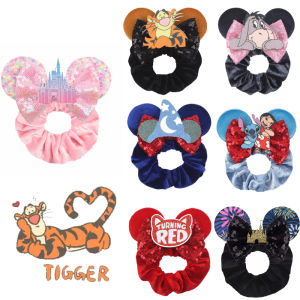 Newest Cute Disney Tigger Hair Scrunchies Velvet Hairband For Girls  Women Sequins Bows Headband Women Trip DIY Hair Accessories