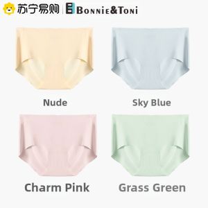Bonnie&Toni Ice Silk Seamless Womens Underwear Thin Modal Triangle Panties Summer Breathable Comfortable Lightweight Briefs