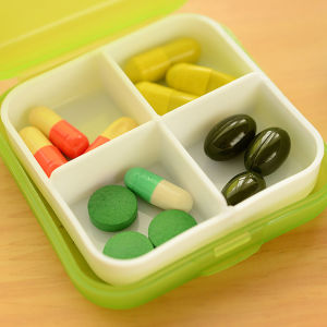 E.B. 4 Slot Medicine Box Mini Storage Box Colourful Family First Aid Drug Box Organiser