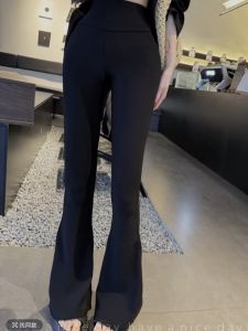 Black High Waist Wide Leg Suit Pants Womens Spring Summer New Casual Long Trousers Side Zipper Slimming Pants