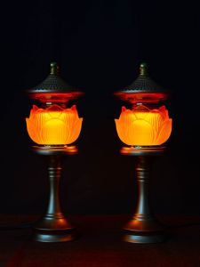 Phật Trước Led Cung Cấp Đèn Sử Dụng Tại Nhà Nến Điện Đèn Sen Chất Liệu Hợp Kim Đốt Dài Đèn Lồng Cho Thờ Phượng