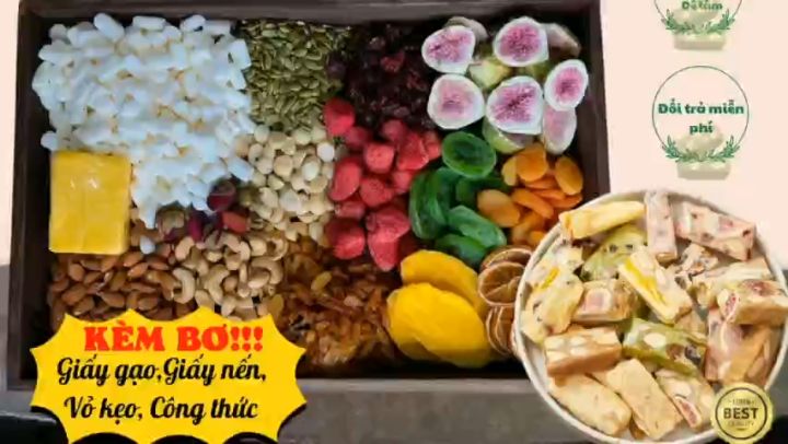 Set Nguyên liệu làm Nougat - Kẹo Hạnh phúc 60 viên kèm bơ lạt - Tặng ...