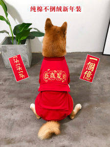 New Years Celebration Dog Clothes Cotton Traditional Chinese Costume for Small to Medium Dogs French Bulldog Pomeranian Terrier