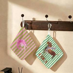Design stripes Hanging Style Hand Wiping Towel Polyester Cotton Anti-fade for Indoor Kitchen Living Room