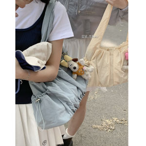 Trendy Nylon Canvas Pleated Womens Bag 2024 New Style Underarm Large Capacity Single Shoulder Handbag Korean Style Casual