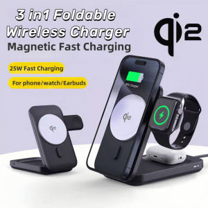 Foldable 3 In 1 Magnetic Wireless Charger Stand Magsafe Qi2 Fast Charging Station