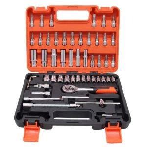 2025 High-Quality 46/52 Piece Socket Wrench Set with Ratchet Wrench and Hex Key Accessories Hand Tool Package Motorcycle Car Repair Tool Set Portable Toolbox
