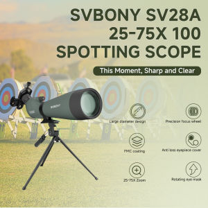 SVBONY SV28A 20-60X80 New Version /25-75X100 Spotting Scope Monoculars  FMC Rubber Casing Large Aperture Objective Lens with Phone Adapter and Tripod for Bird Moon Watching Daily observation