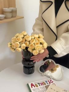 Rose Artificial Flower Vase Ornaments Living Room Dining Table Peony Bouquet Bedroom Plastic Fake Flower Decoration