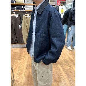 ZHUOCAN | Áo Khoác Jeans Nam Retro Màu Xanh Lam Đậm Ẩn