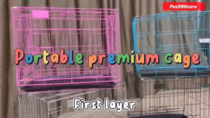 Pet Cage Large Foldable Rust-Resistant dog cage with Poop Tray Heavy Duty cat Collapsible Cage
