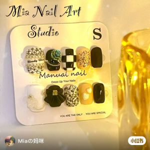 A080 SIZE S/M 🇲🇾 Ready Stock Handmade Nail Art Reuseable 10pcs/set Nail Tips free 5pcs Manicures Tools  现货手工穿戴甲可重复使用 10 件/套美甲贴片免费 5 件美甲工具