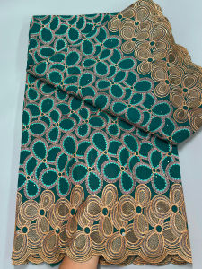 New Arrival African Cotton Lace Fabric 5 Yards 2025 High Quality Austria Nigerian Stones Cotton for Sewing Lace Women DIY Dress