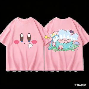 Bandai | Adult and Children Kirby Face Expression Pure Cotton Y2KT T-Shirt Suitable for Staying Home or Going Out