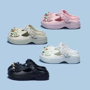 Easyfit Womens Sandals EVA Slides Clogs with Bow Jibbitz Cute & Breathable for Daily Wear Slippers