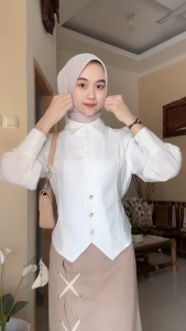 Sanju Blouse - Blouse Wanita Halinka Shirt Korean Blouse Elegant