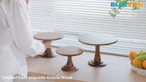 Bộ 3 đế đựng bánh BLUEZON đường kính 20-25-30 cm màu nâu gỗ phong cách cổ điển