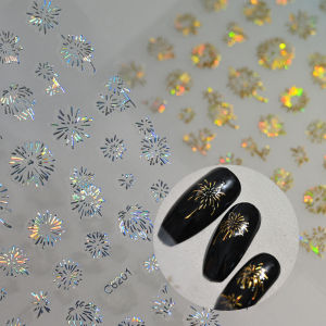 สติกเกอร์เล็บลายดอกไม้ไฟเลเซอร์ 3 มิติ แบบติดเอง ลายดอกไม้ไฟบานสะพรั่ง สำหรับตกแต่งเล็บ ปักเล็บลายดอกไม้ไฟสำหรับปีใหม่ แบบเลื่อน 1 ชิ้น