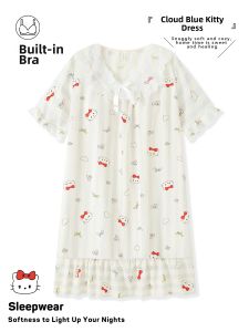 DAISONG | No Trace Padded Wearable Out Sleeping Dress Lightweight Cotton Loungewear